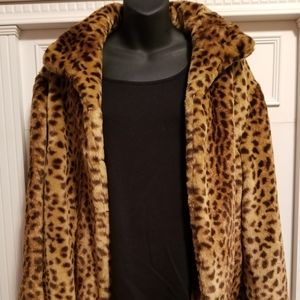 Preston & York Leopard Print Faux Fur Jacket, Size L
